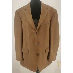 Andrew Fezza Brown Poly Suede Blazer Sports Coat Size 48L